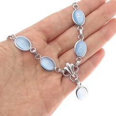 AMCO Sterling Silver Antique Art Deco Apalite Serpentine Chain Necklace 16-18″
