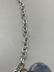Vintage Boho Chic Silver Tone Medallion Blue Bead Necklace