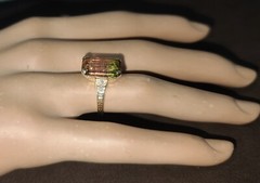 Vintage 14k Yellow Gold Engagement Ring 7.73CT. Natural Bio Tourmaline