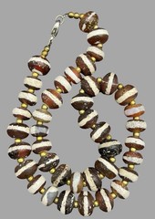 Tibetan Nepal Etched Agate Beads Lot,single Line Agate Decorated Necklace 1900