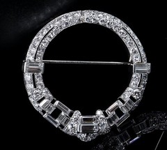 Antique Platinum Handmade 5.62ct Diamond & Set 40.2mm Circular Brooch Val $19800
