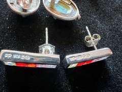 Lot 8 Vintage Sterling Silver Turquoise Onyx , etc Studs & Small Earrings