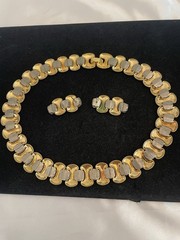 Vintage Gold & Silver Tone Choker Necklace PIERCED Matching Earrings Unbranded