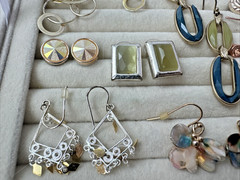 14 Pairs mix Gold Tone VTG Pierced Earrings LOT Enamel 1990s modern colorful y2k