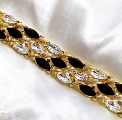 Vtg Runway Rare NAPIER “Black Tie” Swarovski Marquise Crystal Bracelet Book Pc