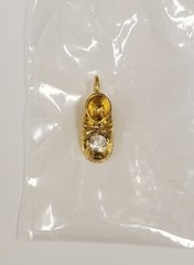 Baby Bootie Birthstone Charm April Simulated Diamond Goldtone New Vintage NOS