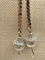 Vintage MONET Victoria Silver Tone Slider Pendant Omega Tie Lariat Necklace