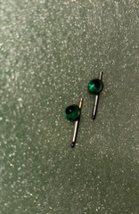 Vintage Cuff Links Green Round Glass Round Formal Tux/Shirt Stud