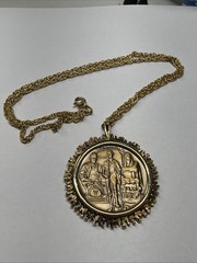 Official 1974 Illinois Medallion US Bicentennial 1776-1976 Coin Pendant 24”Chain