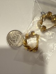 Vintage Signed YSL Yves Saint Laurent Gold Tone Clip On Earrings