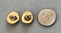 Vintage Gold Silver Tone Round Stud Earrings 12.3mm In Diameter Great Condition