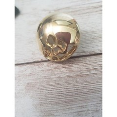Vintage Clip On Earrings Gold Tone Domed Circle with Cut Out Design
