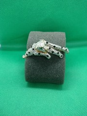Vtg Two Tone Metal And Crystals, Gold Plated 6,5 Inner Circumference And An Oval