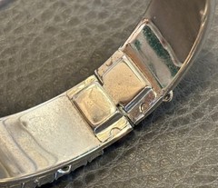 Vintage Crystal Octagon Rhinestone Rhodium Plate Hinge Bangle Bracelet 7 3/8”