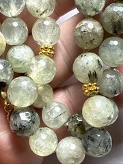 Necklace Green Prehnite Gold Vermeil Clasp Spacer Beads 24” 10mm Faceted Beads