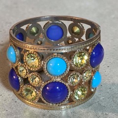 VINTAGE KENNETH JAY LANE KJL KENNETH LANE CABOCHON LATTICE CUFF BRACELET 60s-70s