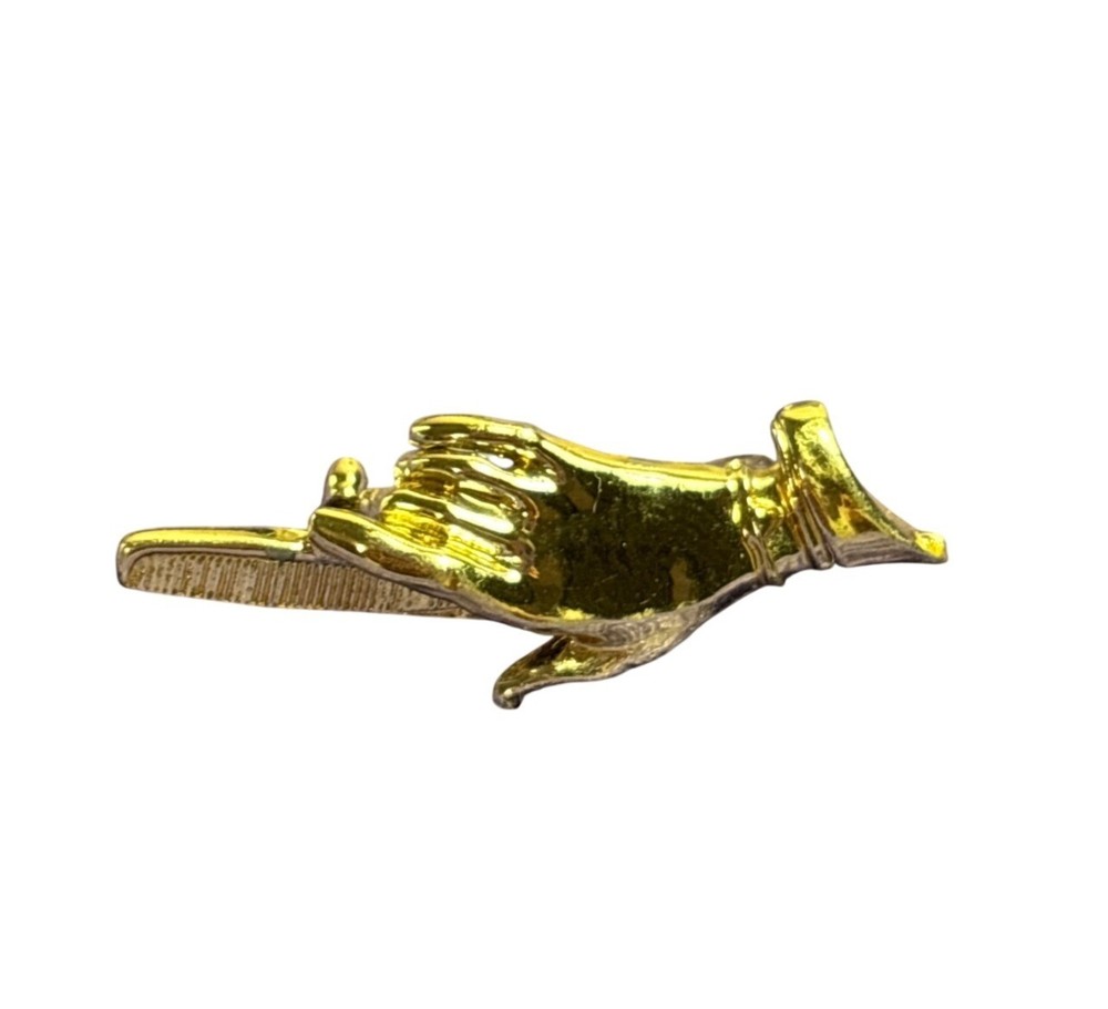 Vintage Coro Signed Hairdresser Barber Brooch Pin Goldtone 1.5 inches