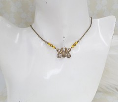 Small Art Nouveau Lovebird Necklace, Handmade Antique Brass Handmade Jewelry