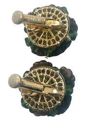 Gorgeous Vendome Faceted Peacock Iridescent Margarita Stone Brooch & Earring Set