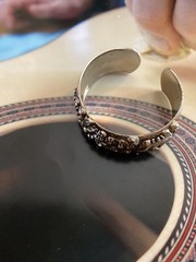 Vintage Silver Tone Art Nouveau Antique Style Repousse Cuff Bracelet Rare Find