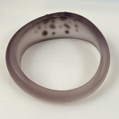 Vintage Lucite Bangle Bracelet Frosted Lavender Rhinestone Inlay Size 8.75″