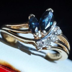 14k yellow gold size 4 ring 0.42ct natural, treated sapphire diamond 2.50g N363K