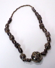 VINTAGE TRIBAL SILVER TONE NECKLACE 23″ J88CR cz61