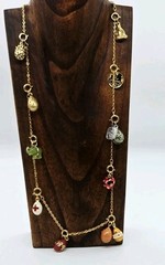 Joan Rivers Red Cross Heart Elephant Swan Basket Connect Necklace 14 Charms