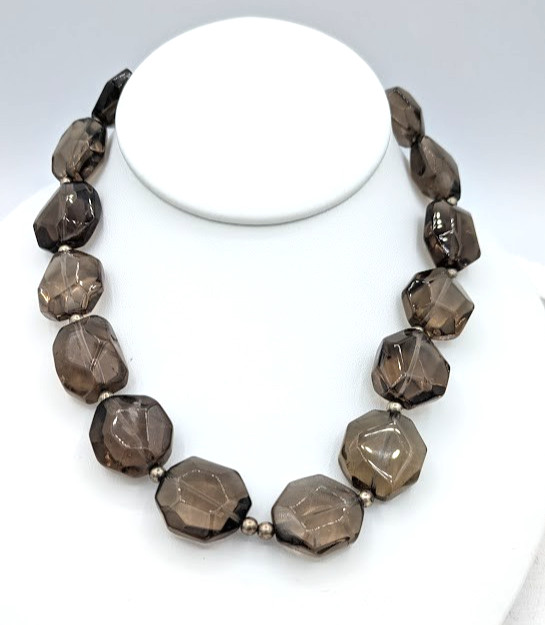 Vintage BARSE Smoky Quartz Necklace Sterling Silver (READ)