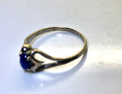 Gorgeous Unique Vintage Ladies 10K White Gold Oval Star Sapphire Ring, Size 7