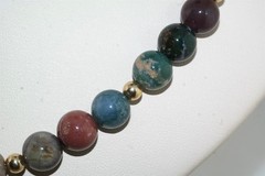 10mm Multi Color Agate Jasper Gold Filled Bead 18″ Necklace Strand