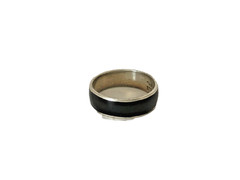 Siam Solid Black Enamel Sterling Silver 925 Vintage NOS Ring Band Sz 7.25