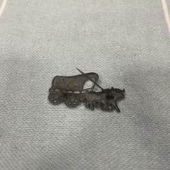 ANTIQUE STERLING SILVER WAGON & OX BROOCH PIN with Pin Back