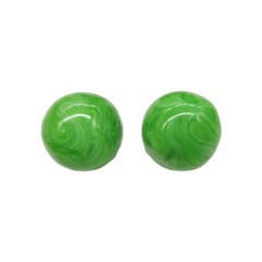 Vogue Green Jade Green Ball Gold tone Clip On Earrings dome .75 in Vintage