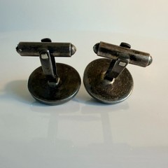 Vintage Sterling Silver Roman Soldier Carved Abalone Shell MOP Cameo Cufflinks