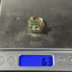 Vintage Estate 14k Yellow Gold Rectangular Jade Diamond Scorpion Motif Ring Sz 6