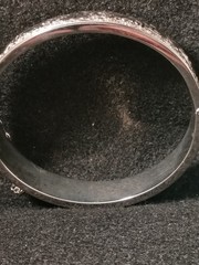 BB Binder Brothers Sterling Hinged Bangle Bracelet Etched Ornate w/ safety chain