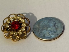 Old, vintage gold tone rhinestone brooch