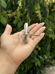 Whimsical Vintage Sterling Silver Dragon Fly Brooch 17.14 Grams