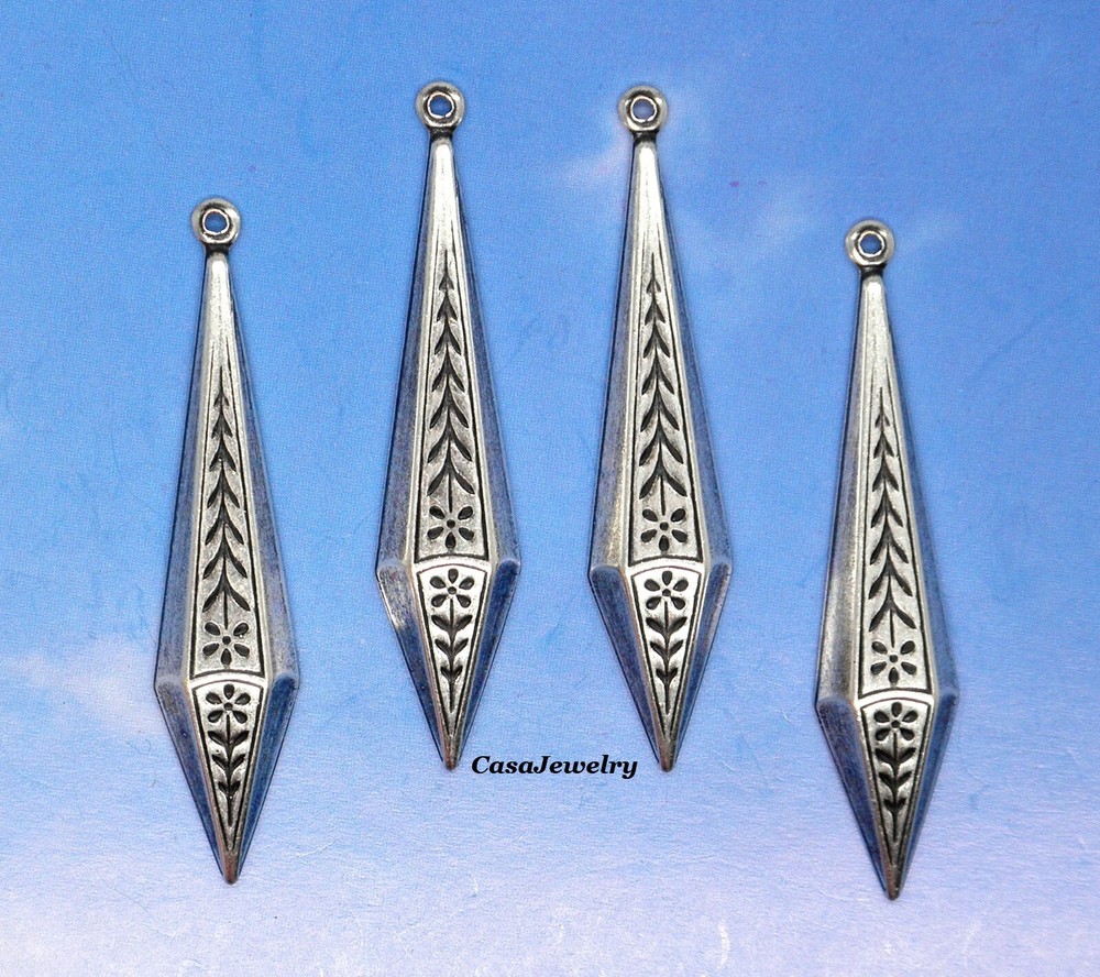 #0496 ANTIQUED STERLING SILVER PLATED CELTIC TEARDROP ER W/HANG RING – 4 Pcs