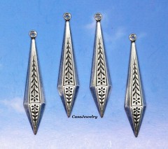 #0496 ANTIQUED STERLING SILVER PLATED CELTIC TEARDROP ER W/HANG RING – 4 Pcs
