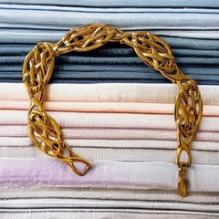 Napier Ornate Chain Link Bracelet Vintage Gold Tone Open Work Filigree Rococo
