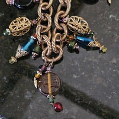 Charm Necklace Chunky Chain Glass Bauble Bead 19″