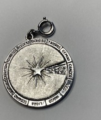 Vintage Monet Horoscope Zodiac Charm Movable Sun Dial Silver-Tone