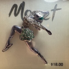 Monet pin brooch ballerina rhinestones vintage unused 80’s Mint In Box
