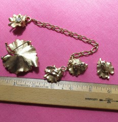 Crown Trifari Alfred Philippe Bug Pin+Clip+Sweater guard Brushed Gold set FREE H
