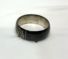 925 Vintage Sterling Silver Black Forstner Bangle Bracelet 2.5 Inches 1.3 oz