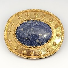 Walters Art Gallery 24k Gold Plated Lapis Lazuli Brooch, Ancient Greek (New)