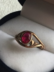 Rings silver 875 red tourmaline lab Russian Soviet Silver vintage USSR old
