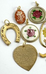 Vintage Jewelry Lot Charms Pendant Enamel Flower Bow Gold Plated AS IS CRAFT